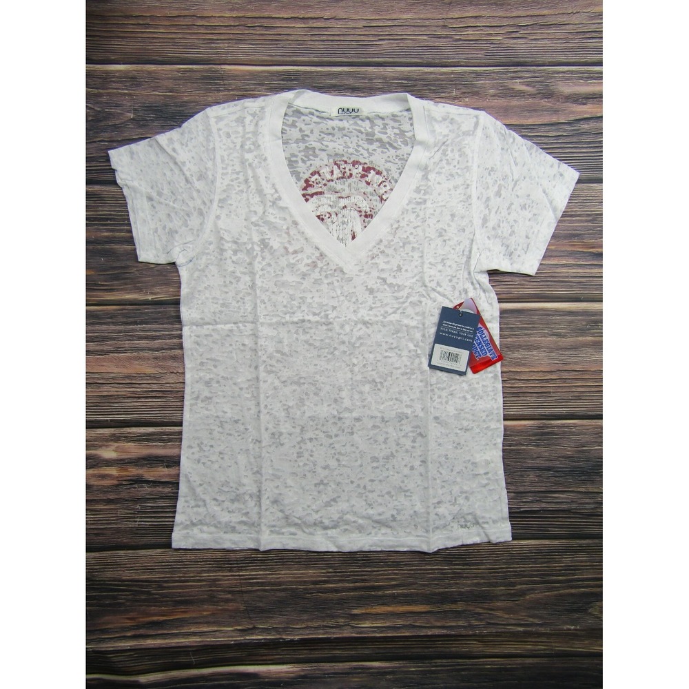 NUYU NEW Womens Small White Mississippi State Bulldogs MSU Burnout Tee T Shirt